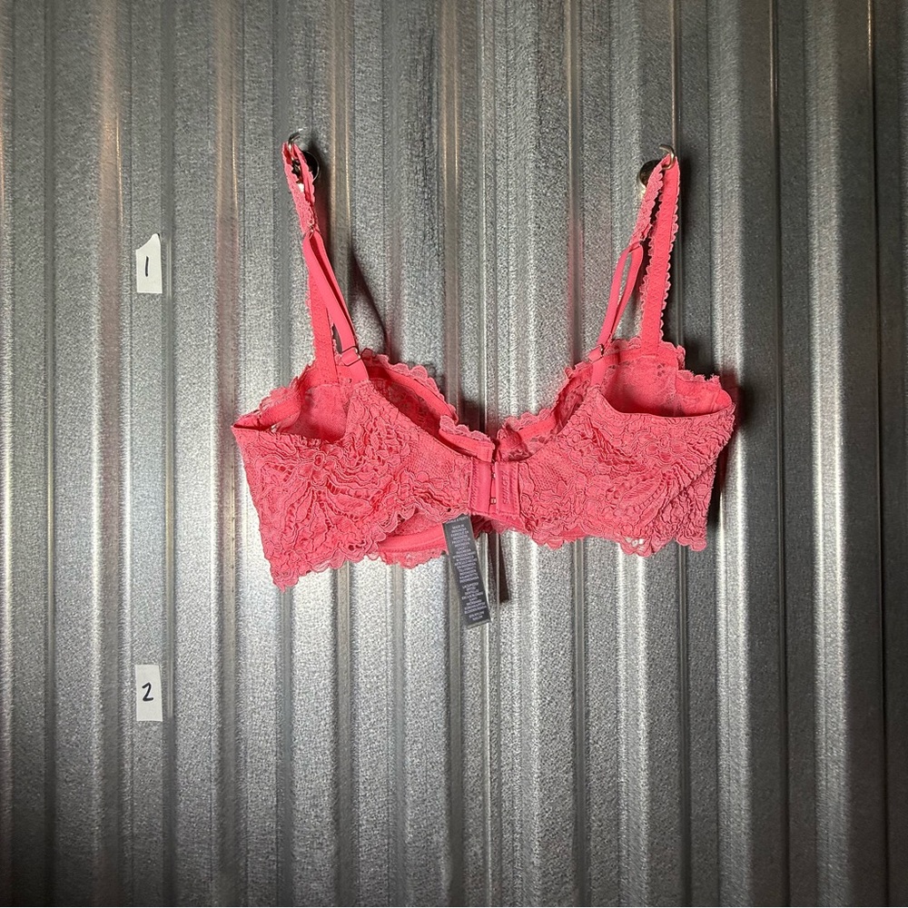 34D Savage x Fenty Romantic Corded Lace Unlined Baconette Bra in Acacia Pink - Picture 4 of 7